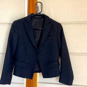 Theory size 4 cropped black blazer with silver threading